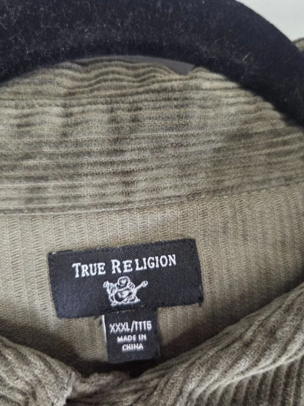 True Religion Western Button Up XXXL Corduroy Shirt Jacket Mens 100 Cotton Green